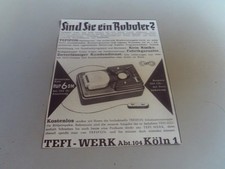 Alte Reklame Tefifon Heimsender Musikwiedergabe-Gerät Tefi Köln 1958