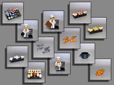 LEGO® Figuren Essen Lebensmittel Koch Fisch Huhn Eier Braten Hot Dog