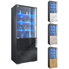 Vitrinenschrank Standvitrine Hochschrank Glas LED Granada Anthrazit matt