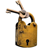 Messingschloss + 2 Schlüssel für Rollenspiele Keuschheits Gürtel Antik Vintage