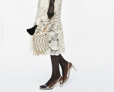 ZARA Pantoletten Sandalen Sandaletten Creme Transparent Neu ohne Etikett Gr. 40