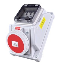 RoadEu – CEE 16A Steckdose mit LS-Schalter, 400V 5 polig, IP66 Wandsteckdose