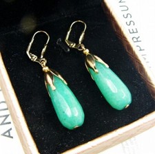 BAILYSBEADS edle Smaragd-Ohrringe Ohrhänger Tropfenform Klappbrisuren