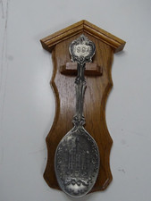 Frieling Zinn Jahreslöffel 1994 Rathaus Memmingen mit massiv Eiche Holzbrett