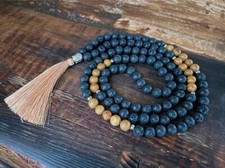 Mala Kette - Lava & Holz Lace Stein - NEU - Buddha - Yoga - Schmuck - Halskette!