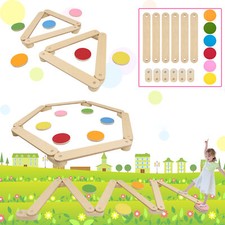 Holz Balancierbalken Balance Board Schwebebalken mit Balanciersteine für Kinder