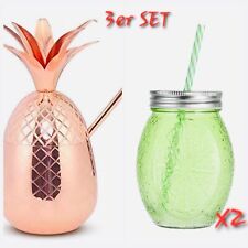 Trinkglas mit Halm im 3 er Set