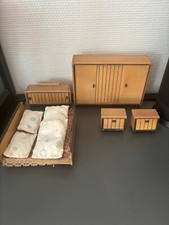 Nostalgie 50er Jahre Möbel Puppenstube-Schlafzimmer Schrank, Bett, Nachttische