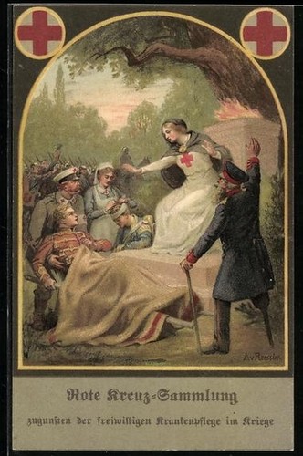 Künstler rot kreuz - künstler-ak,