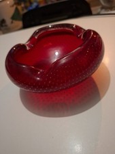 Murano Glas Aschenbecher  Schale Bullicante rot  Mid century  1950er  Jahre