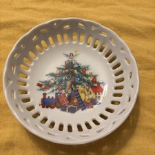 Weihnachtsdeko Teller Tannenbaum KJ Kunstgewerbe Christbaum Keramik Porzellan 