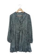 ZARA Volantkleid Damen Kleid Gr. DE 38 türkis-schwarz-weiß Casual-Look