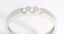 585er Weißgold Ring 14K mit 3 Brillanten 0,12ct schlicht edel Ringgröße 57