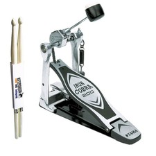 Tama Fußmaschine HP200P Iron Cobra Einzel-Pedal mit keepdrum Drumsticks 1 Paar