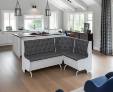 Eckbank Admiral Sitzbank Polsterbank Stauraum Truhen Kunstleder Weiß Grau