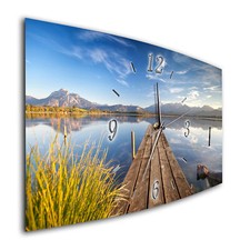 BM Wanduhr 60 cm x 30 cm leises Uhrwerk Funkwanduhr 8102-1a Alpen Bayern