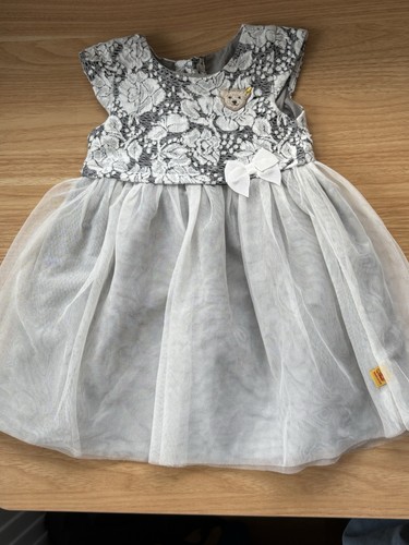 Steiff kleid grau weiß - kleid, 86cm