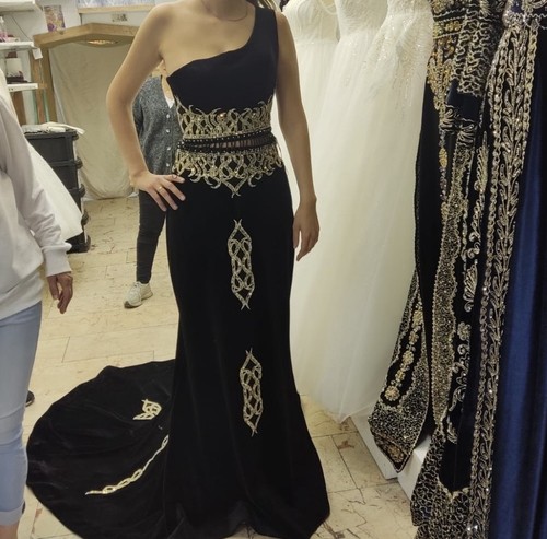 Damen samt abendkleid - samt,