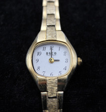 Vintage Damen Armbanduhr Quarz OSCO Vergoldet Edelstahlboden