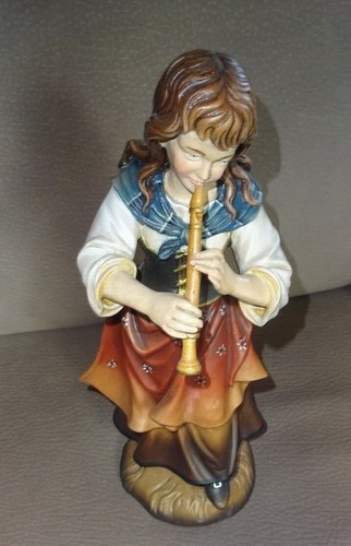 Holzfigur flötenspielerin - holzfigur,