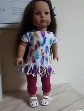 Handmade Puppenkleidung für Stehpuppen 46cm , Fransen-Tunika mit Hose und...