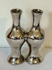 Doppelvase Tulpenvase Silber Vintage Deko Vase Blumenvasen