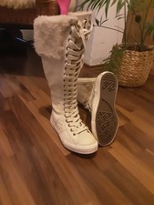 Converse AllStar Stiefel beige Größe 36 mit Fell 20Loch Schnürung selten!!
