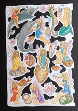 Glanzbilder Bogen MLP 2009 Meerjungfrau Nixe Delfin Muschel Seepferdchen