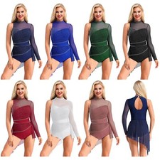 Damen Tanzbekleidung Sexy Trikot Gymnastik Kleid Wettbewerb Kostüm Eiskunstlauf
