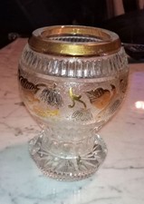 Antike Vase um 1910, Vollglas,Reliefmuster vergoldet,beschliffen,14 cm...
