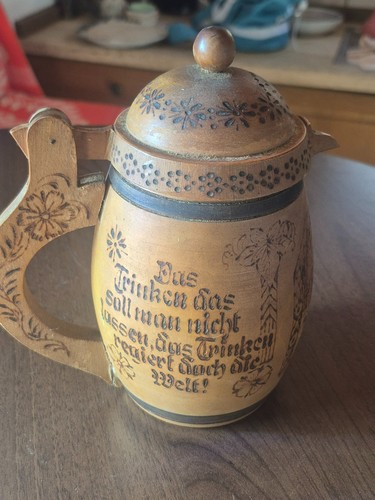Vintage holz bierkrug l - 0,5,
