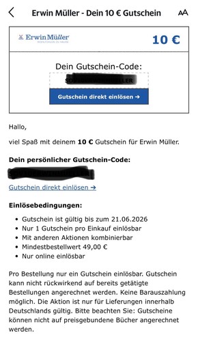 Eur erwin müller gutschein - eur,