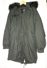 BARBED Langer Parka Pelzkragen warm gefüttert Futter ausknöpfbar XS schwarz