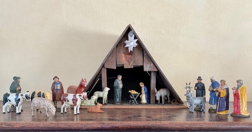 Antike weihnachtskrippe mit - weihnachtskrippe,