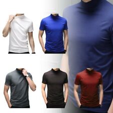 Herren Basic Shirt Tops Kurzarm Pullover T-Shirts Rollkragen Stretch Unterhemd