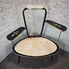 Blumenhocker Pflanzentisch 50er Thron Linienmuster Design Midcentury WeeNTAGE