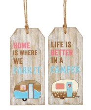 2er set holzschild camping - holzschild,