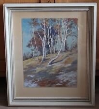 Aquarell Georg Warring gerahmt  Birkenwald Ostfriesland Stilleben