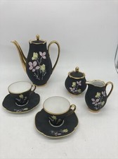 19546/ Mokkaservice D&R Weissenstadt Bavaria 7-teilig matt schwarz gold