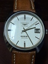 Longines Admiral Herrenuhr Automatik in Stahl, Original, ca.40mm, m.Lederband 