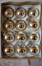 alter Christbaumschmuck Set 12  große Kugeln Silber Lauscha 7-8 cm