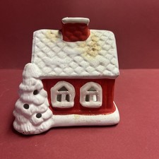 Keramik Windlicht Weihnachten Haus 