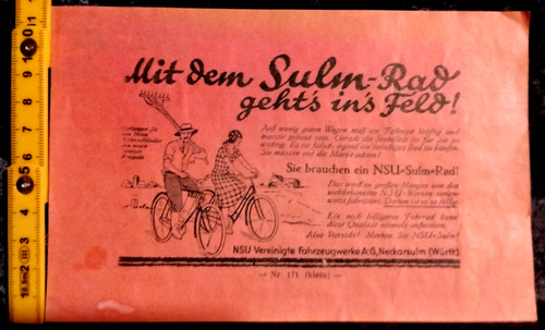 Altes werbeblatt mit dem nsu - altes, werbeblatt,