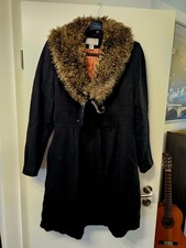 H&M Mantel 42 Schwarz Vintage Boho Fellimitat