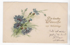 AK   Glückwünsche zum Geburtstag / Kornblumen Reliefkarte  1905 gel.I
