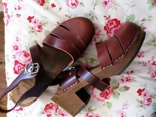 Damen Clogs, Schweden logs, braun, Leder, ungetragen, Gr 41
