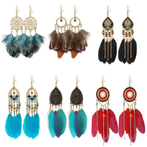 Bohemian feder ohrringe - feder, set