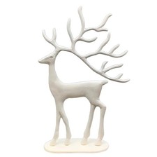 Dekofigur Hirsch weiß mit großem Hirschgeweih 39 cm