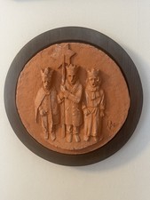 Sternsinger in Keramik,Reliefkunst, Kunsthandwerk, mit Holzrahmen, signiert