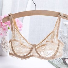 Bügel BH Dessous Durchsichtig Deep V Bequem Nachtwäsche Unterwäsche UnPadded